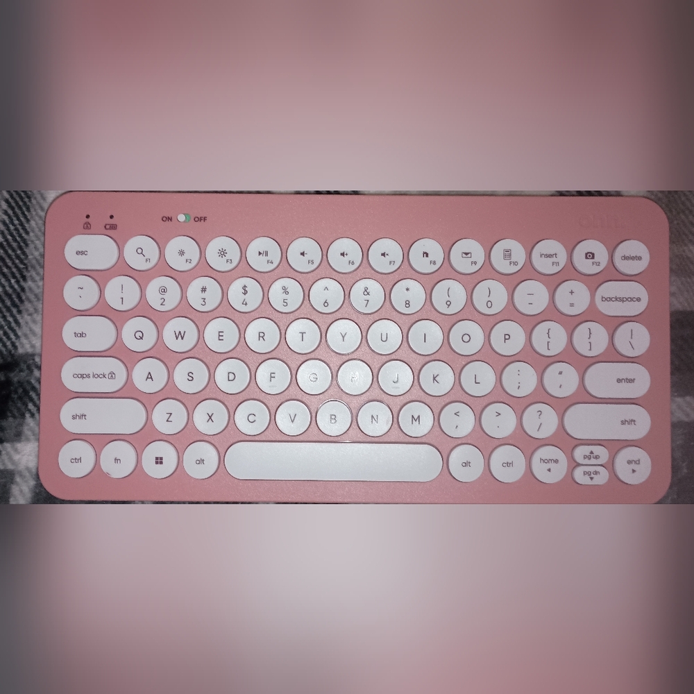 Pink and White Wireless Keyboard with Retro Keycaps